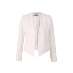 Elegant white blazer with a sleek, modern cut.